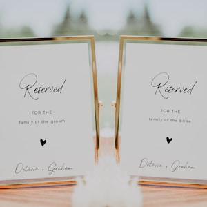 Reserved Sign Wedding, Reserved Table Sign, Modern Minimalist Wedding Signage, Boho Wedding Sign, Reserved For Family Sign, Instant Download