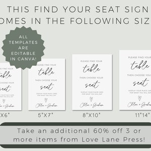 Find Your Seat Sign, Printable Wedding Seating Sign Minimalist Place ...