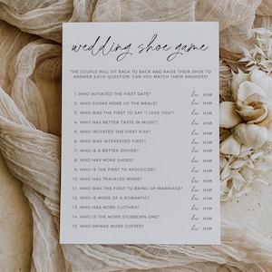 Boho Wedding Shoe Game, Couples Shower Game Template, Modern Minimalist Wedding Shower Game Quiz, Printable Wedding Reception Game