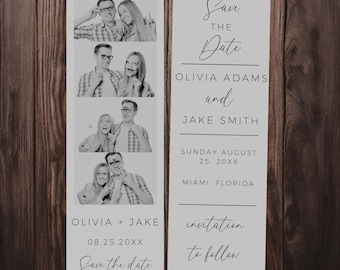 Photo Strip Save The Date, Minimalist Save The Date, Save The Date Template With Photo, Wedding Announcement With Photo, Editable Template