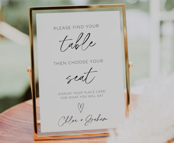 Find Your Seat Sign, Printable Wedding Seating Sign Minimalist Place Card Sign, Wedding Decor For Table Centerpiece, Editable Template