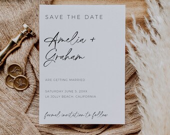 Minimalist Save The Date Template, Modern Wedding Save Our Date, Online Bohemian Save The Date, Printable Wedding Card, Wedding Announcement