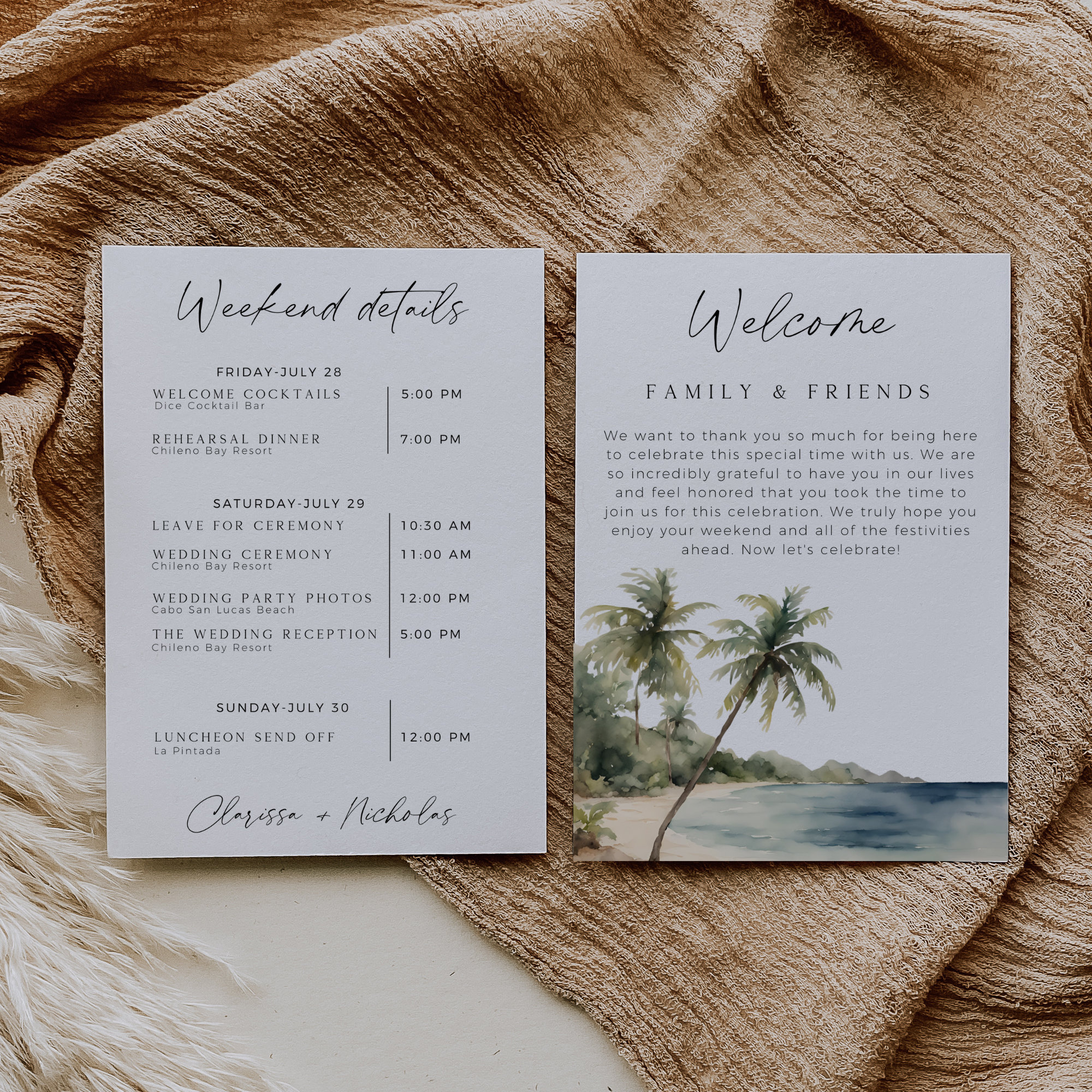 Destination Wedding Itinerary