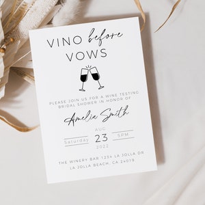 Vino Before Vows Invitation Template, Wine Bridal Shower Invitation, Wine Tasting Bridal Shower Party Invite, Minimalist Vino Before Vows image 5