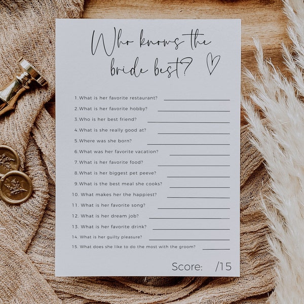 How Well Do You Know The Bride Game, Bridal Shower Template, Who Knows The Bride Best Game, Boho Bachelorette Party Game, Editable In Canva