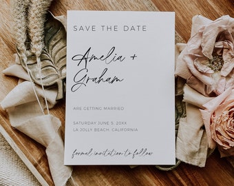 Wedding Save The Date Template, Modern Minimalist, Save The Date Card, Boho Save The Date, Save Our Date, Online Wedding Announcement