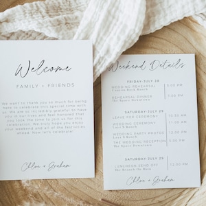 Wedding Weekend Itinerary Template, Editable Welcome Bag Letter, Editable Minimalist Wedding Schedule, Printable Boho Wedding Timeline