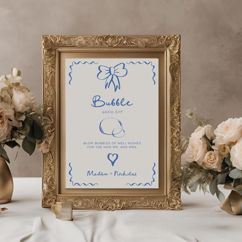 Blue Hand Drawn Bubble Send off Sign, Fully Editable DIY Canva Template ...