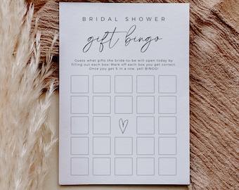 Elegant Bridal Bingo Game, Bridal Shower Bingo, Gift Bingo, Guess The Gift, DIY Printable Bingo, Editable Template, Bridal Shower Ideas