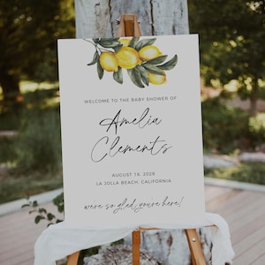 Lemon Baby Shower Welcome Sign, Editable Template, Bohemian Lemon Entrance Sign, Digital Download, Gender Neutral, Large Welcome Poster
