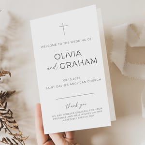 Catholic Wedding Program Template, Church Wedding Program Template, Folded Wedding Program Booklet, Minimalist Wedding, Program Brochure