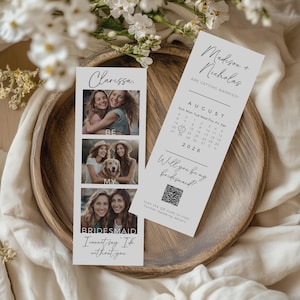 Fotostrook bruidsmeisjesvoorstel, volledig bewerkbare DIY canvassjabloon, Photo Booth Card, zal je mijn bruidsmeisje zijn, leuk bruidsmeisje voorstel