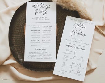 Minimalist Wedding Program Template, Wedding Itinerary And Order Of Events, Wedding Ceremony Schedule, Wedding Day Timeline, Edit In Canva