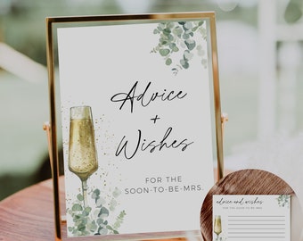 Brunch And Bubbly Advice And Wishes Game, Fully Editable Template, Printable Bridal Shower Game, Editable In Canva, Boho Bridal Advice Cards