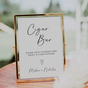 Minimalist Wedding Cigar Bar Sign, Fully  Editable Template, Boho Wedding Sign, Open Cigar Bar, Please Take One Sign, Digital Download