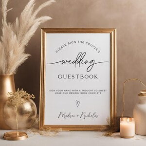 Please Sign Our Guest Book Template, Modern Minimalist Guestbook Table Sign, Wedding Signage, Printable Boho Wedding Sign, Reception Decor
