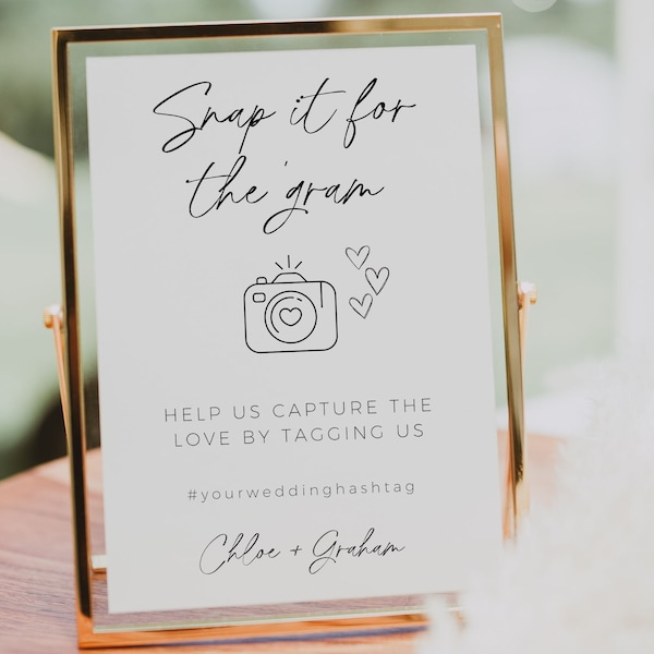 Minimalist Wedding Hashtag Sign Template, Editable Boho Social Media Wedding Sign, Capture The Love Instagram Sign, Wedding Reception Sign