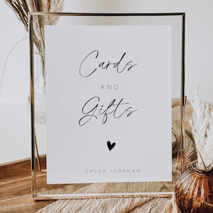 Karten und Geschenke Zeichen Hochzeit Vorlage, modern minimalistisch, Geschenke und Karten Zeichen, Boho Geschenk Tischschild, druckbare Hochzeit, Geschenk Tischschild