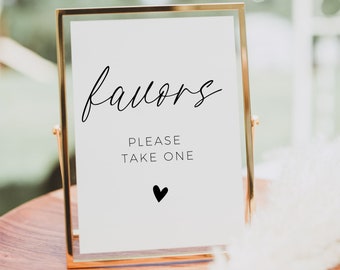 Modern Wedding Favors Sign Template, Favors Table, Please Take One Sign, Modern Minimalist, Boho Wedding Sign, Wedding Reception Decor