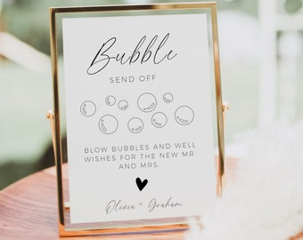 Bubble Send Off Sign, Wedding Send Off, Wedding Signage, Editable Template, Wedding Bubbles Sign, Minimalist Wedding Decor, Printable Sign