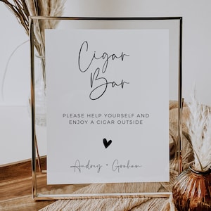 Cigar Bar Sign, Free Cigars Sign Template, Complimentary Cigar Sign, Modern Minimalist, Wedding Cigar Bar Sign, Printable Cigar Favor Sign