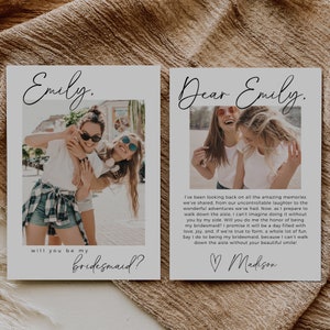 Bridesmaid And Maid Of Honor Proposal Card Template, Fully Editable In Canva, Will You Be My Bridesmaid, Instant Download, Bridesmaid Photo