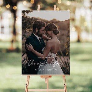 Rehearsal Dinner Sign, The Night Before Welcome Sign, Welcome Photo Sign, Boho Wedding Rehearsal Dinner, Wedding Signage Template