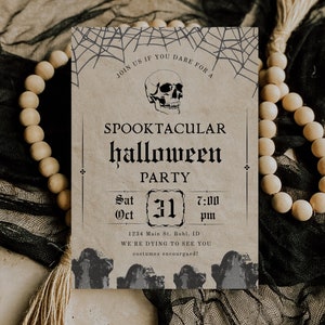 Adult Halloween Costume Party Invitation, Editable Template, Vintage Halloween Stationery, Edit In Canva, Printable Custom Invitation image 2