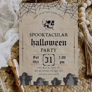 Adult Halloween Costume Party Invitation, Editable Template, Vintage Halloween Stationery, Edit In Canva, Printable Custom Invitation image 5