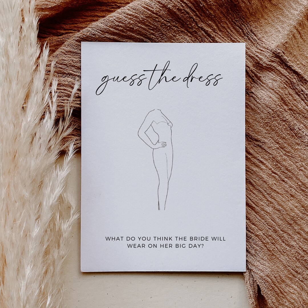 Minimalist Guess the Dress, Printable Bridal Shower Game, Editable