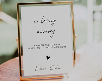 In Loving Memory, Wedding Memorial Sign, Modern Minimalist, Memory Table Sign, EditableTemplate, Instant Download, Boho Wedding Sign