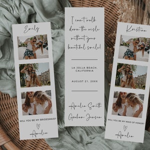 Bridesmaid Proposal Photo Strip Template, Photo Booth Bridesmaid Proposal Card, Will You Be My Bridesmaid, Fun Maid Of Honor Proposal Card