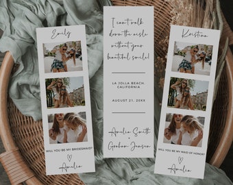 Bridesmaid Proposal Photo Strip Template, Photo Booth Bridesmaid Proposal Card, Will You Be My Bridesmaid, Fun Maid Of Honor Proposal Card