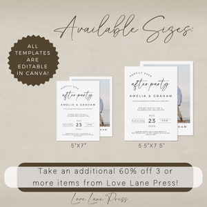 Minimalist Elopement Reception Invitation, Happily Ever After Party Invitation, Fully Editable Template, Digital Download, Edit In Canva image 3