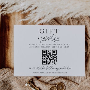 Baby Gift Registry Card With QR Code, Minimalist Baby Shower Registry, Card Template, QR Code Card, Baby Shower Invitation Enclosure