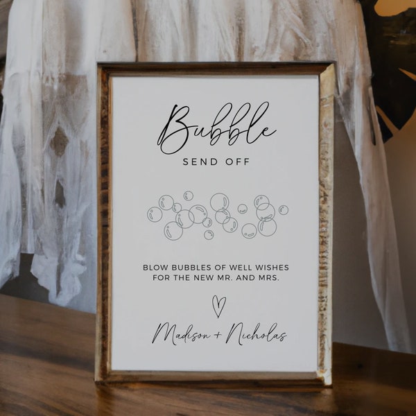 Minimalist Bubble Send Off Sign, Editable Template, Wedding Ceremony Send Off, Boho Wedding Sign, Digital Download, Unique Send Off Idea