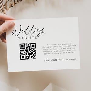 Hochzeit Website Karte, Modern Minimalist, QR Code Kartenvorlage, Boho Hochzeitseinladung Einlegekarte, Einschluss Kartenvorlage, Canva Vorlage