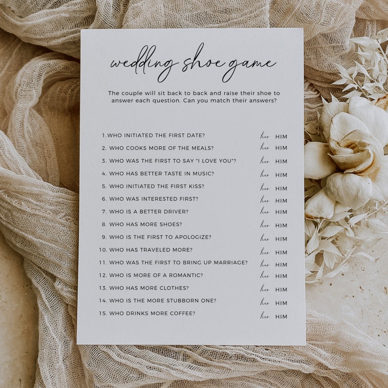 Minimalist Wedding Shoe Game, Couples Shower Games, Engagement Party Games, Wedding Shower, Wedding Table Games, Editable Template image 2