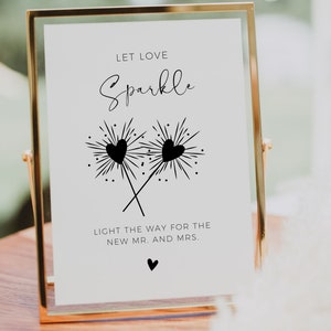 Sparkler Send Off Sign Template, Modern Minimalist, Let Love Sparkle Sign, Unique Wedding Send Off Ideas, Boho Wedding Sign, Light The Way