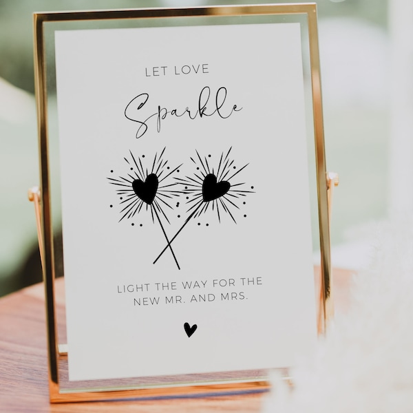 Modèle de plaque d'envoi cierge magique, décoration minimaliste moderne, enseigne Let Love Sparkle, idées uniques de message d'envoi de mariage, enseigne de mariage bohème, éclaire le chemin