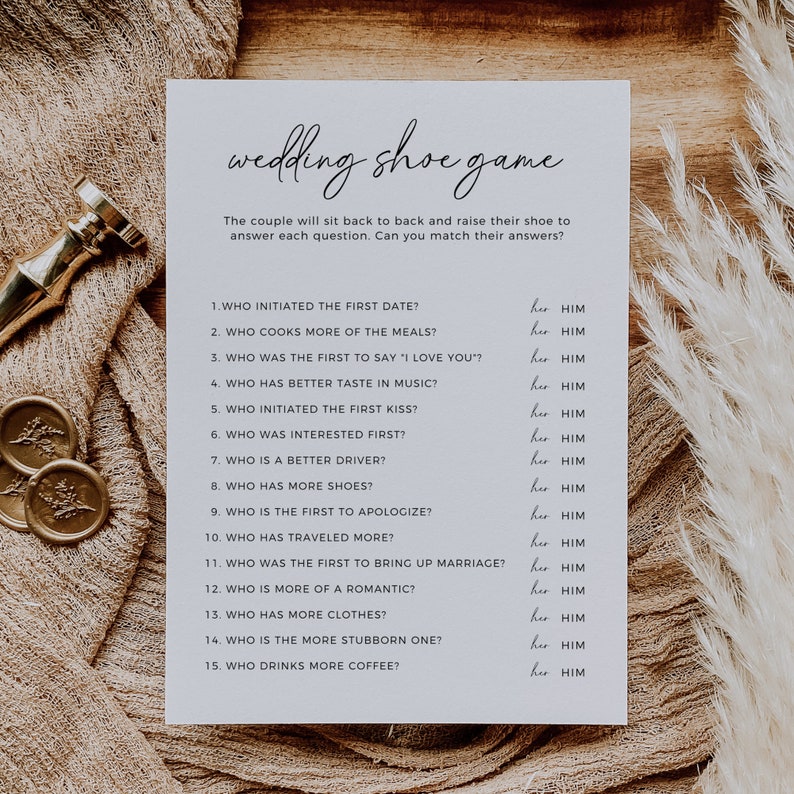 Minimalist Wedding Shoe Game, Couples Shower Games, Engagement Party Games, Wedding Shower, Wedding Table Games, Editable Template image 5