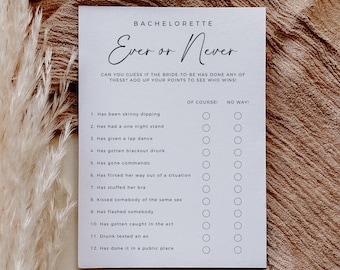 Siempre o nunca, plantilla totalmente editable, juego de despedida de soltera bohemio imprimible, minimalista moderno, descarga instantánea, actividad de despedida de soltera DIY