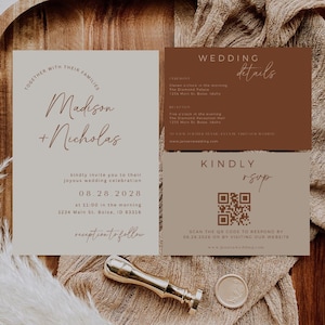 Hochzeit im Herbst, Terrakotta einladen, bearbeitbare Vorlage, druckbare Hochzeit, Boho-Kartenset, gebrannte Orange
