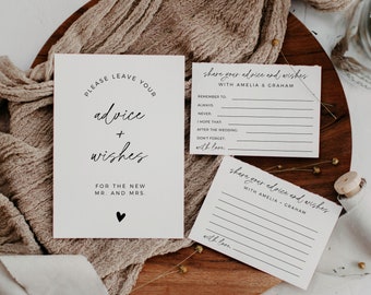 Wedding Advice Cards, Advice For The Bride, Wedding Advice Box Cards, Advice And Wishes, Bridal Shower Sign Template, Wedding Shower Game