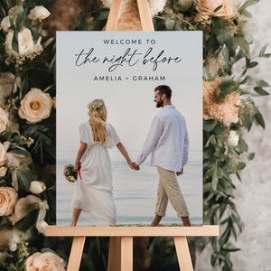 Rehearsal Dinner Sign, The Night Before Photo Welcome Sign, Modern Minimalist, Wedding Rehearsal Dinner, Editable Template, Printable Poster