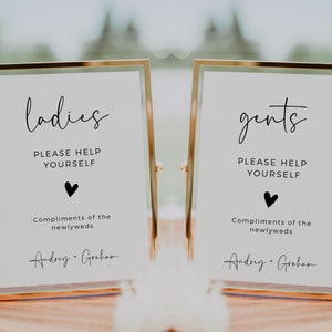 Wedding Bathroom Basket Sign, Please Take One Sign, Wedding Reception Ladies And Gentlemen Restroom Sign, Wedding Bathroom Favors Sign