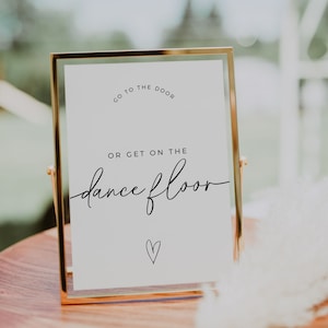 Get On The Dance Floor Sign, Wedding Dance Sign, Modern Minimalist, Edit In Canva, Editable Template, Instant Download, Wedding Signage