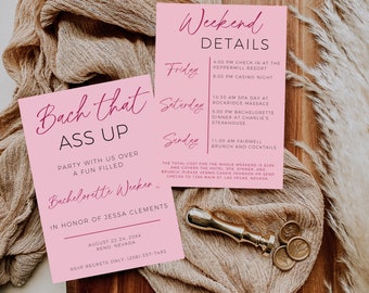 Bach That As Up Invitation Template, Bachelorette Invitation And Evite, Printable Bachelorette Weekend Itinerary, Bach Weekend Schedule