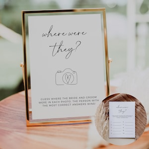 Where Were They Bridal Shower Game, Couples Shower Games, Wedding Shower Game, Fully Editable Template, Modern Minimalist, Instant Download