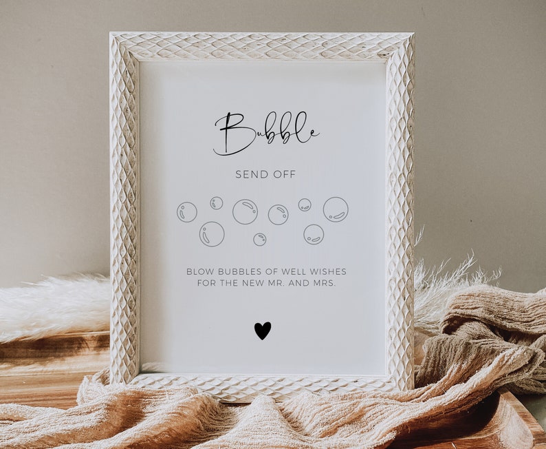 Bubble Send Off Sign Template, Wedding Send Off, Minimalist Newlywed Send Off Sign, Modern Wedding Bubbles Sign, Wedding Favors Bubbles image 2